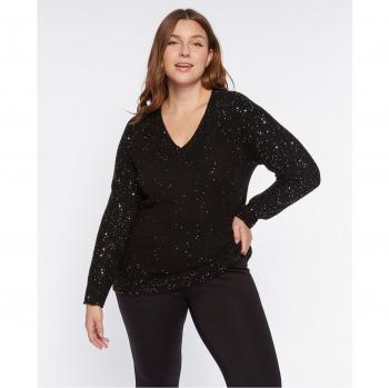 Camiseta larga de lúrex con lentejuelas
