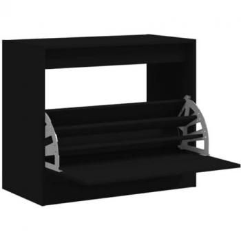 Zapatero de madera de ingeniería negro 80x42x69 cm