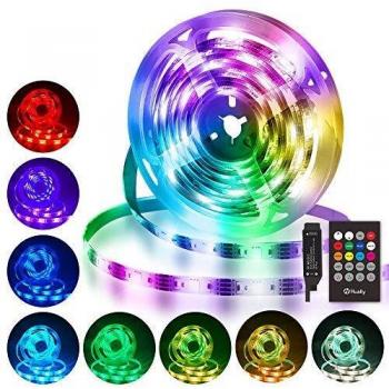 Tiras LED 3M, Hually Impermeable Tira LED USB con Control Remoto, Sincronizar con música,5050 RGB LED Strip con 4 Modos y 8 Colores, Luces LED para Habitacion, Hogar, Bar, Fiesta, Restaurante y Coche