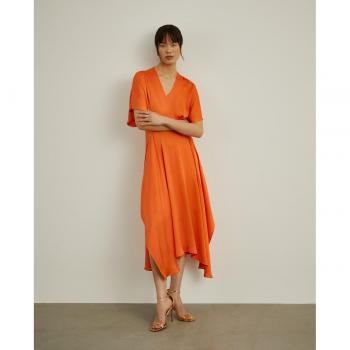 Lion of Porches - Vestido fluido asimétrico naranja