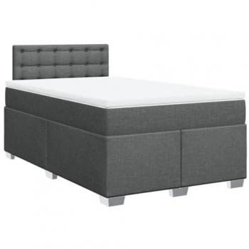 Cama box spring con colchón de muelles en tela gris oscuro 120x200 cm
