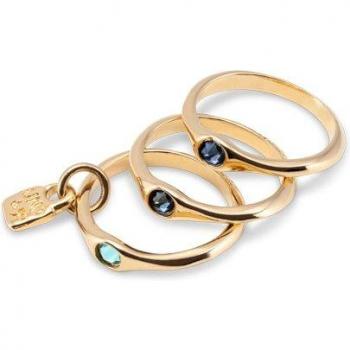 UNO de 50 Freedom Triple Ring - Gold-Plated Metal Alloy with Crystals