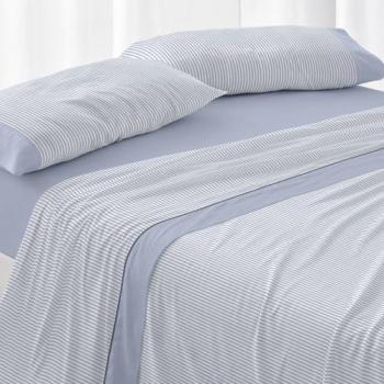 Sábanas de Franela Premium 100% Algodón Diseño 546 Azul para Cama de 150 cm