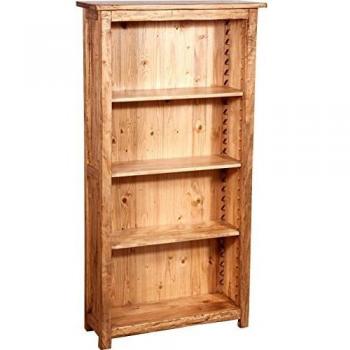 Librería Pequeña de Estilo Country en Madera Maciza de Tilo con Acabado Natural 130x68x25 cm