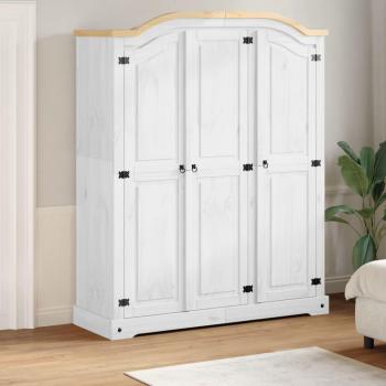 Armario con corona blanco de madera maciza de pino 151,5x52x186 cm
