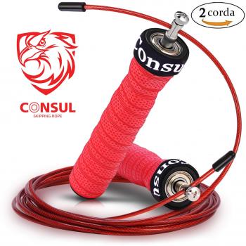 CONSUL Cuerda para saltar de alta velocidad,Comba de CrossFit,Speed rope crossfit,Incluye 2 comba de saltar ,Rodamiento rápido.Comba de Boxeo,También es adecuado para las mujeres!
