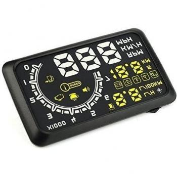 Monitor - SODIAL(R)W02 Multifuncional OBD II Vehiculo HUD Sistema de pantalla Head-up de coche, Exceso de velocidad(MPH/KMH), Velocidad de rotacion, Pantalla proyectado indicador de consumo de combustible