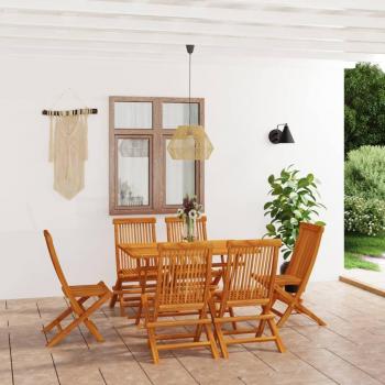 vidaXL 7 Piece Garden Dining Set Solid Teak Wood