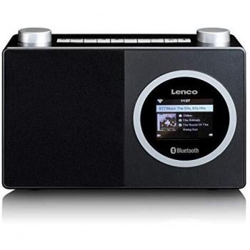 Lenco Dir 70 - Radio para Internet portátil, WLAN, Bluetooth, Pantalla a Color de 2,4, 3 vatios RMS, 4 memorias de estación, Control de Aplicaciones a través de AirMusic, Color Negro