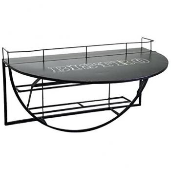 Mesita de Pared de Metal con Estante Negro, 70x47xh40 cm