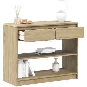 Mesa consola SAUDA de madera maciza de pino roble 89,5x36,5x73 cm Marrón