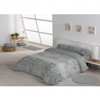 Stilia Juego Nórdica 3 Piezas, Modelo Avila Edredón, Funda de Almohada y Sábana Bajera Ajustable, Gris, para Cama 90 cm
