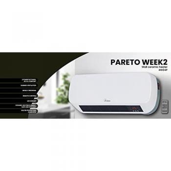 ARDES - AR4W04P Termoventilador Cerámico de Pared 2000W A Prueba de Agua, Termoventilador de Baño Programable Temporizador 12 Horas, Panel Cerámico Blanco Smart con Magic Display Digital LED