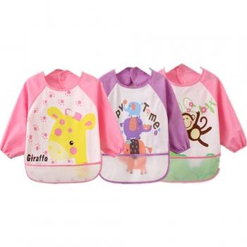 SOHV Unisex niños Childs artes artesanía pintura delantal bebé babero impermeable con manga y Pocket, 6 - 36 meses, rosa, Set de 3