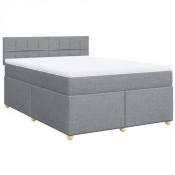 Cama box spring con colchón de muelles gris claro 140x200 cm tela