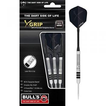 14314-14g Bull's X-Grip X1 Steel Dart 24g Dardos, Unisex Adulto, Negro/Plateado