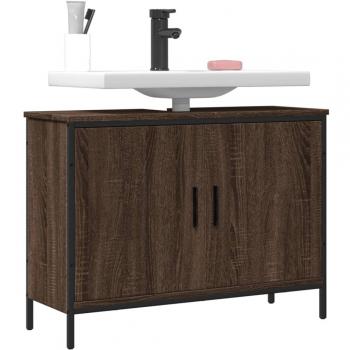 Mueble de lavabo de baño Roble Marrón 80x30x60cm madera multicapa