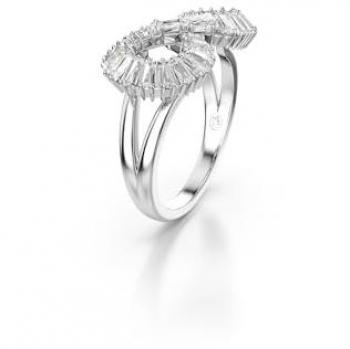 Anillo Cocktail Hyperbola de Swarovski, Platinado en Rodio con Circonitas Transparentes
