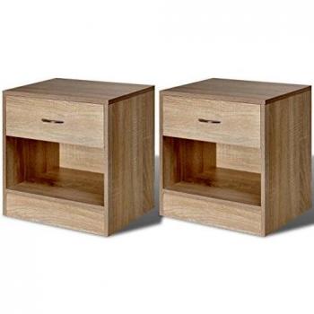 vidaXL 2 mesitas de noche con un cajón espacioso color roble duraderas robustas