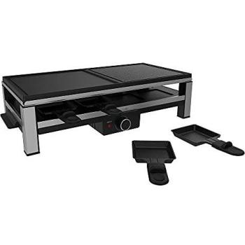 Raclette de Queso y Grill Cecotec Cheese&Grill 12000 Inox, 2000 W, Parrilla Superior con Placas de Aluminio y Piedra, Acabados en Acero Inoxidable,
