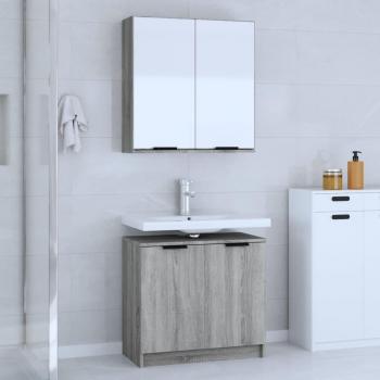 Conjunto de muebles de baño 2 piezas gris Sonoma madera multicapa