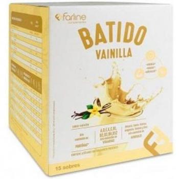 Farline Batido de Proteínas con Sabor a Vainilla y Enriquecido con Vitaminas y Minerales, 15 Sobres de 30g (Total 450g)