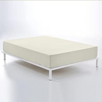Sábana Bajera Ajustable de Algodón Blanco Lirio - 100% Algodón - Cama de 150 cm - Para Colchones de Hasta 30 cm de Alto - Con Elásticos y 144 Hilos