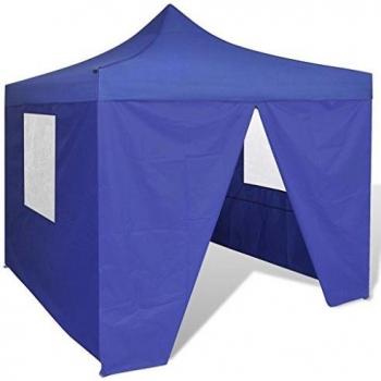 vidaXL Tienda de Fiesta Plegable Jardín 4 Paredes Acero Poliester Azul Carpa