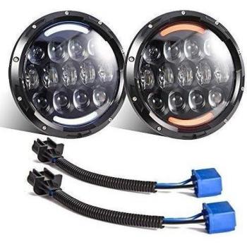 Lámparas para coche Esyauto, 2 unidades, 105 W, Osram 17,78 cm, redondas, LED, faro con señal de color blanco/ámbar con intermitencia DRL para JK TJ Harley Davidson