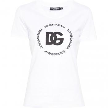 Dolce & Gabbana Women's Cotton Crew-Neck T-Shirt in White | Size 40 | F8T00ZGDB5U Color W0800