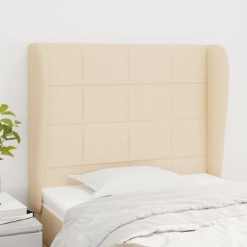 Cabecero con orejas de tela color crema 83x23x118/128 cm