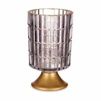 Farol LED Gris Dorado de Vidrio (6 Unidades) 10,7 x 18 x 10,7 cm