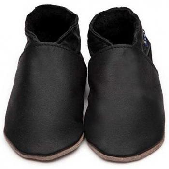 Inch Blue - Patucos de Piel para niño Negro negro, color Negro, talla XL 18-24 Monate 14,5cm, mit transparenter Tasche