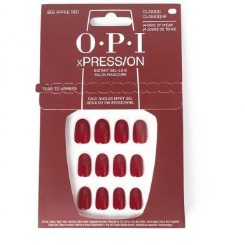 OPI xPRESS/ON - Big Apple Red - Uñas artificiales adhesivas con esmalte de uñas en tono rojo