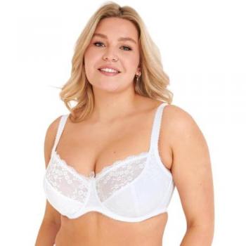 Pour Moi Flora Balconette Bra White, Elastane, Size 32DD, Underwired Non-Padded