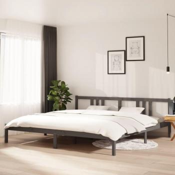 Estructura de cama de madera maciza gris 200x200 cm