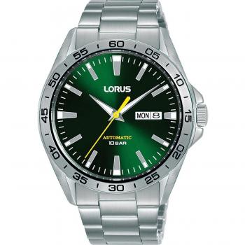 Reloj Hombre Lorus RL483AX9 Verde, cuarzo, caja de acero inoxidable, correa de silicona verde, resistencia al agua hasta 100 metros, cronógrafo, esfera analógica con indicadores luminosos