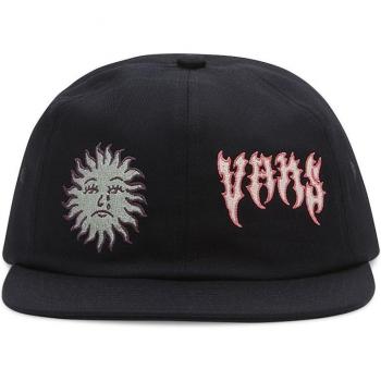 Gorra unisex Vans Sunface Jockey negra con diseño rojo