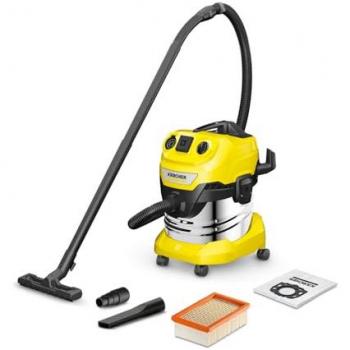 Kärcher WD 4 P S V-20/5/22 Aspiradora para Sólidos y Líquidos 20L 1000W, capacidad de 20 litros, potencia de 1000W, diseño en color amarillo