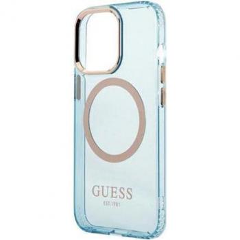 Funda Dura Translúcida Azul con Contorno Dorado MagSafe para Apple iPhone 13 Pro - GUHMP13LHTCMB