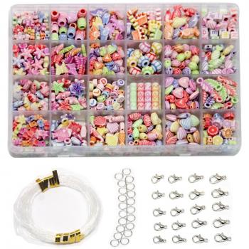 EWPARTSES 24 Tipos de Cuentas de Resina acrílica Cuentas Redondas Cuentas de Colores Piedras para Pulseras DIY Pulsera Kit de fabricación de Bricolaje