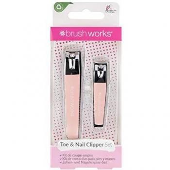 Brushworks Set de Cortaúñas para Manos y Pies 2 uds - Incluye cortaúñas para uñas de manos y pies, diseño ergonómico, acabado en acero inoxidable, ideal para un cuidado personal completo