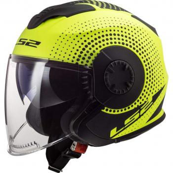 LS2 NC Casco per Moto, Hombre, Negro/Amarillo, L
