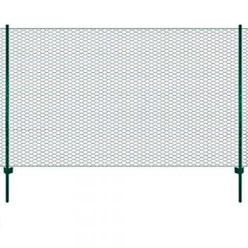 vidaXL Valla de malla de alambre con postes de acero 25x1,5 m verde