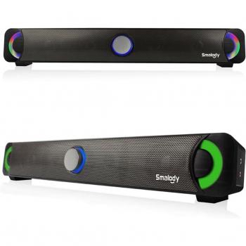 Barra de Sonido Multimedia SOONHUA 10W Estéreo Super Bajo HiFi con Luz LED Colorida