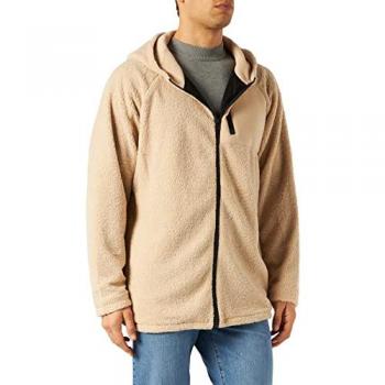 Urban Classics Men's Sherpa Hooded Zip Jacket - Light Beige