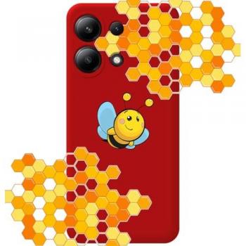 Funda Silicona Líquida Roja con Diseño de Abeja para Xiaomi Redmi Note 13 4G