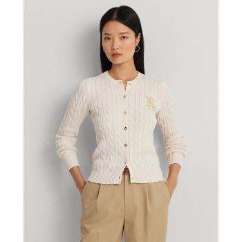 Cárdigan de mujer Slim Fit de algodón con punto de ochos en color Écru - Lauren Ralph Lauren