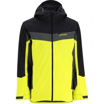 Chaqueta de esquí Spyder Seventy-Eight para hombre, PrimaLoft, color negro, amarillo y gris, talla XL