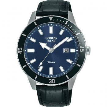 Reloj de pulsera LORUS Solar - RX317AX9 con correa color negro y dial azul para hombre